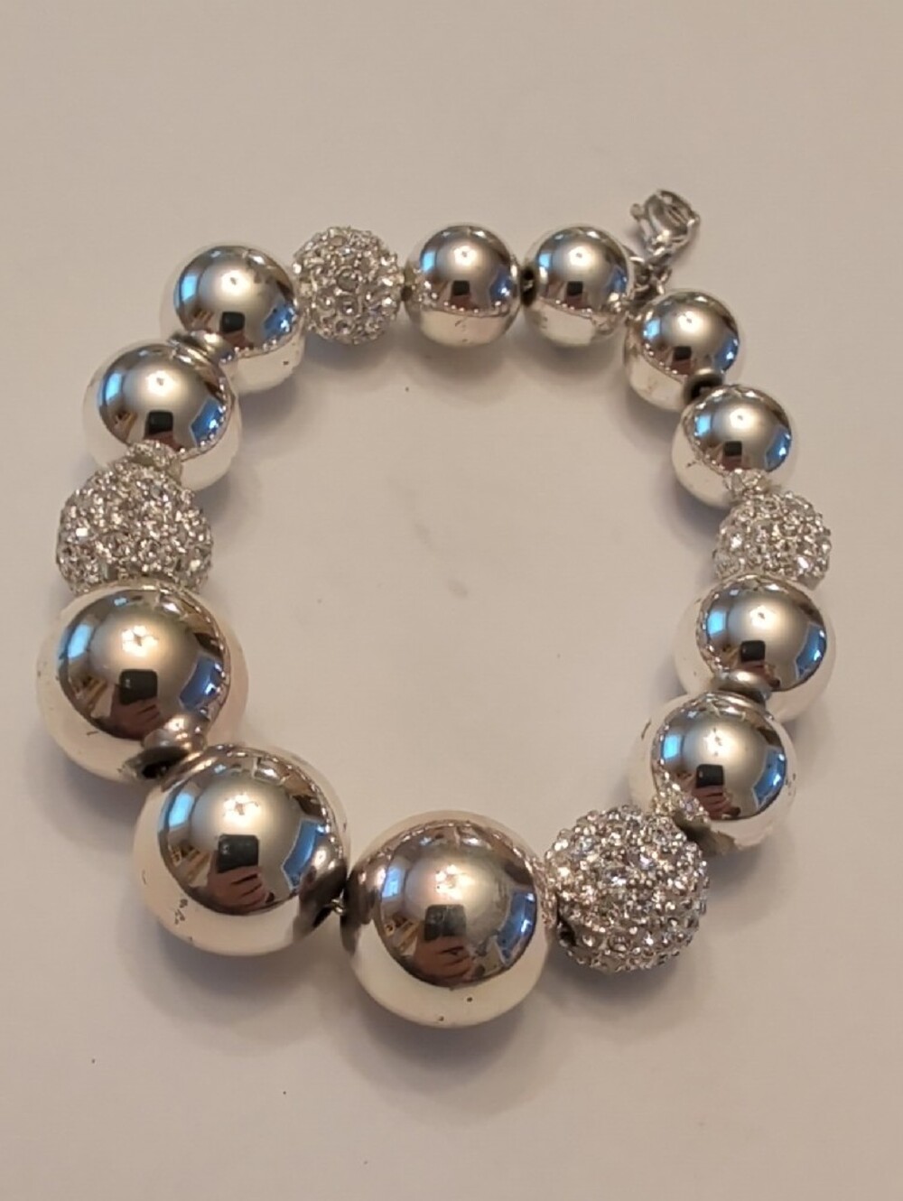 Ralph Lauren Vintage Silver-Tone Pavé & Polished Bead Bracelet - Picture 10 of 10